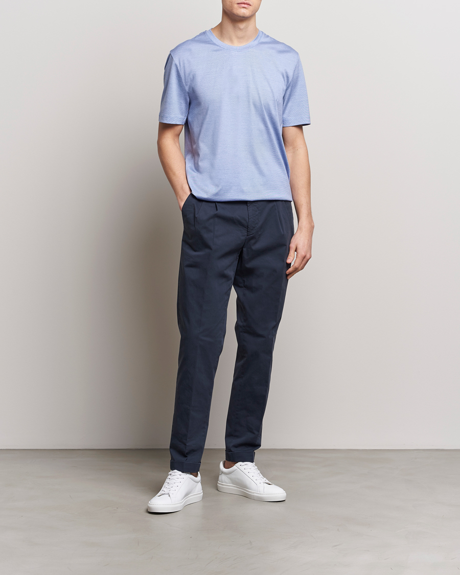 Hombres | Camisetas | Eton | Mercerized Jersey Crew Neck T-Shirt Mid Blue