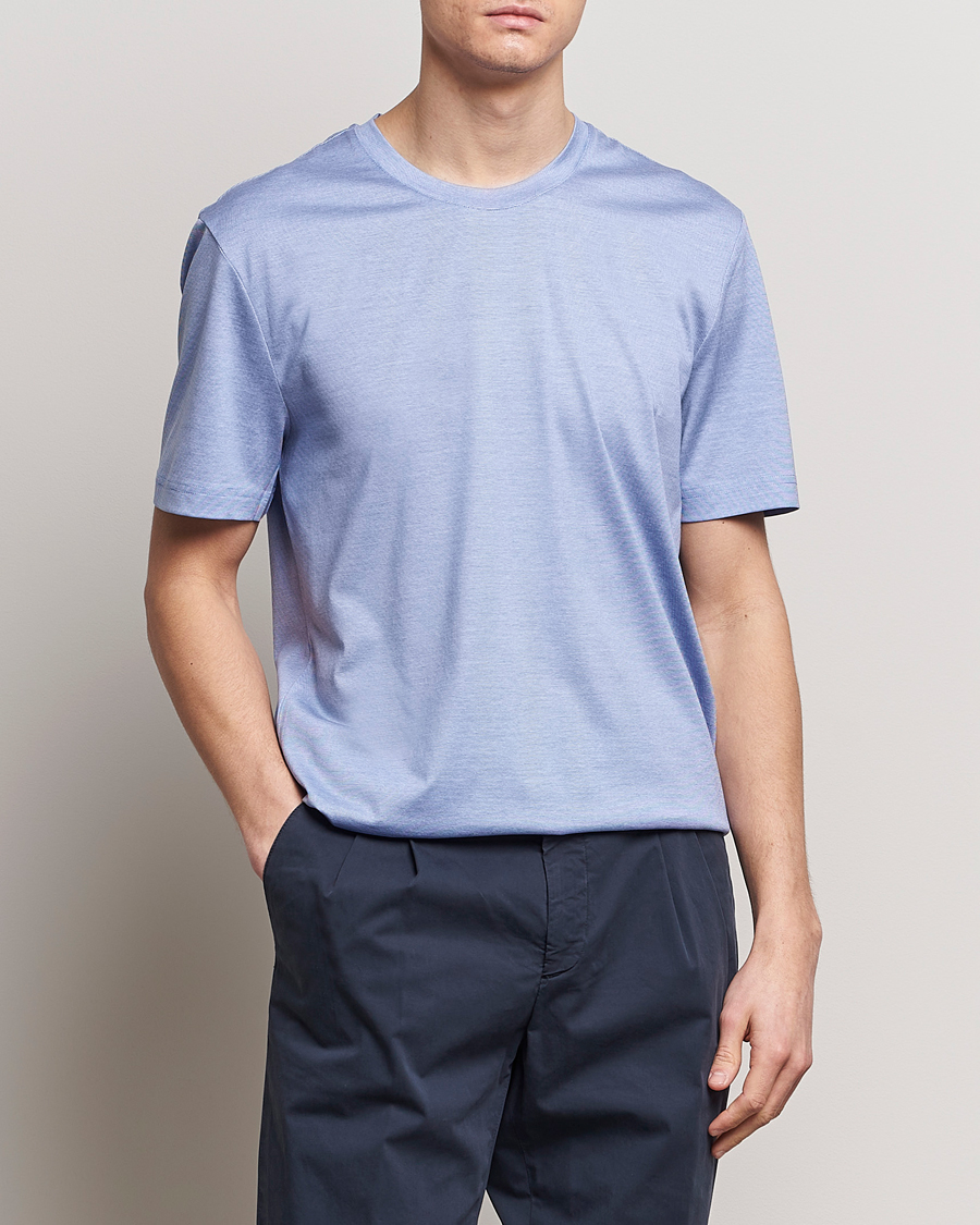 Hombres | Camisetas | Eton | Mercerized Jersey Crew Neck T-Shirt Mid Blue
