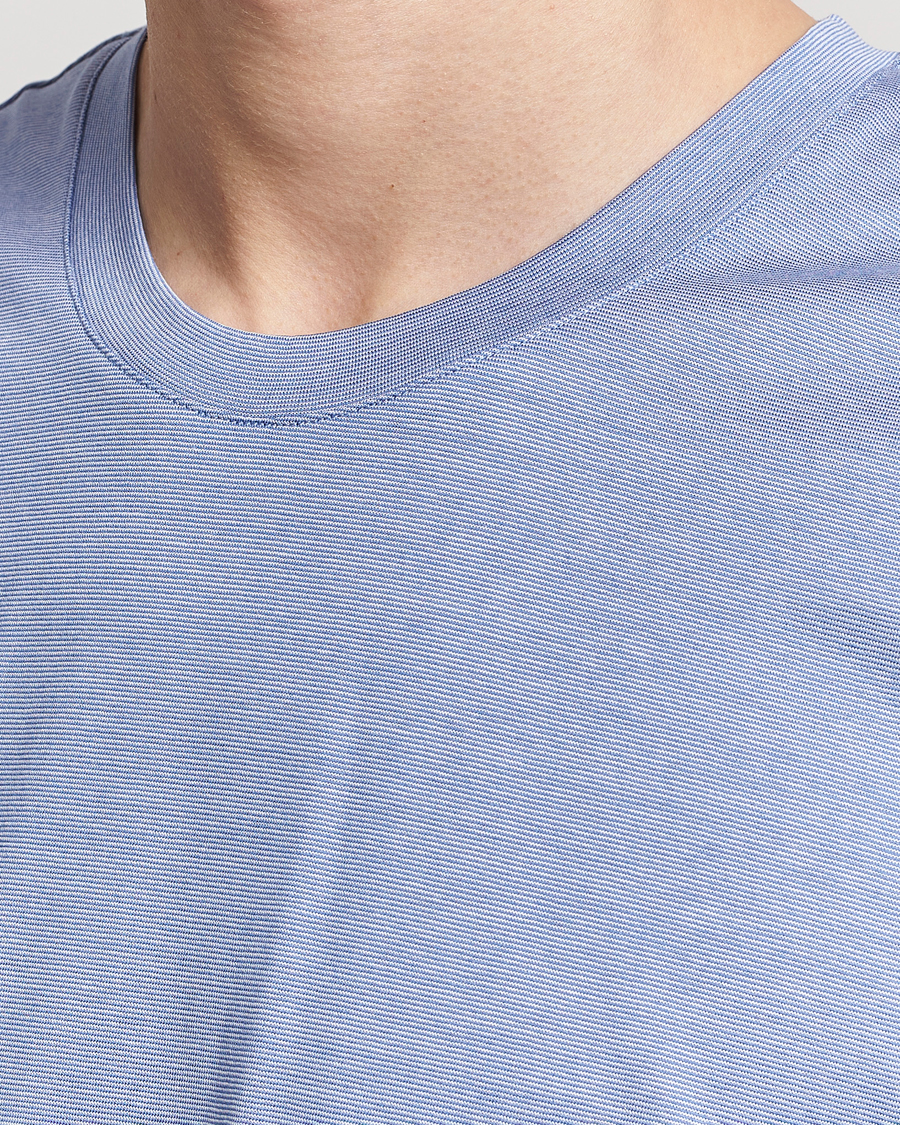 Hombres | Camisetas | Eton | Mercerized Jersey Crew Neck T-Shirt Mid Blue