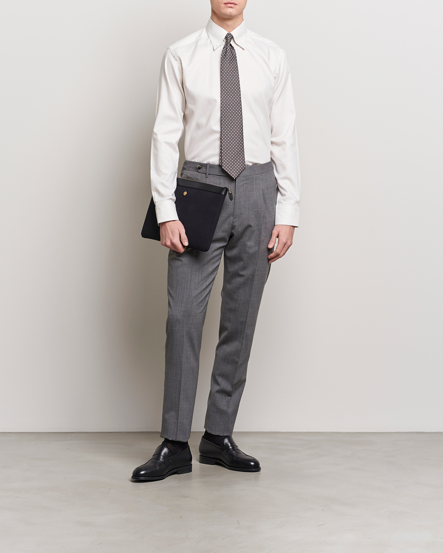 Hombres | Camisas | Eton | Slim Fit Bengal Striped Oxford Shirt Beige/White