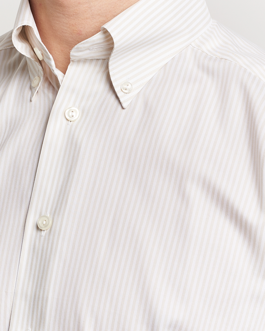 Hombres | Camisas | Eton | Slim Fit Bengal Striped Oxford Shirt Beige/White