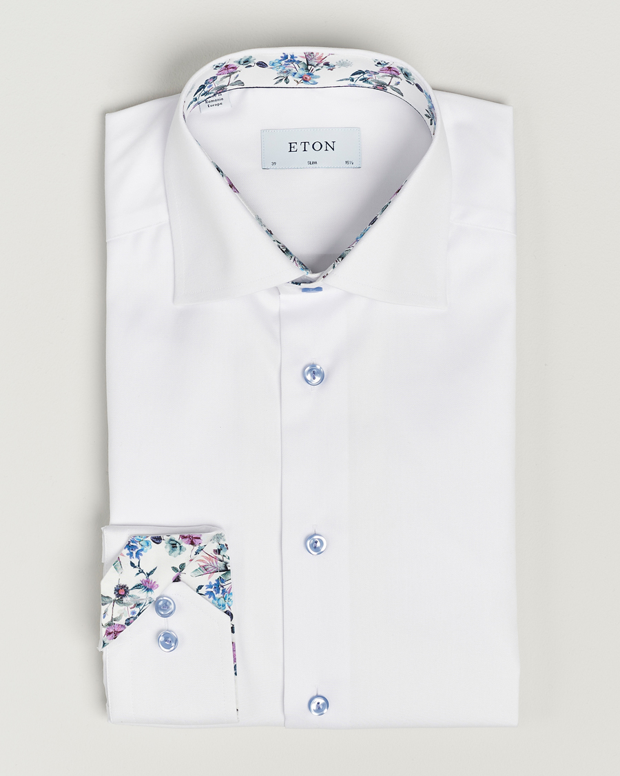 Hombres | Camisas | Eton | Slim Fit Signature Twill Contrast Shirt White