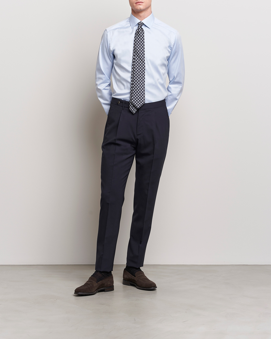 Hombres | Formal | Eton | Slim Fit Signature Twill Contrast Shirt Light Blue
