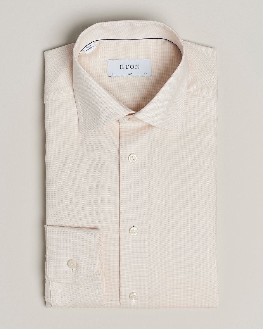Hombres | Camisas | Eton | Slim Fit Twill Shirt Light Yellow