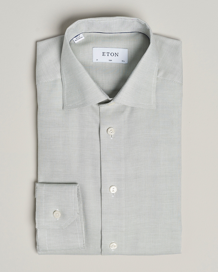 Hombres | Camisas | Eton | Slim Fit Twill Shirt Mid Green