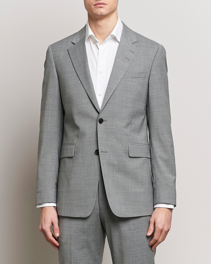 Men | Suit Jackets | Tiger of Sweden | Justin Wool Travel Suit Blazer Grey Melange