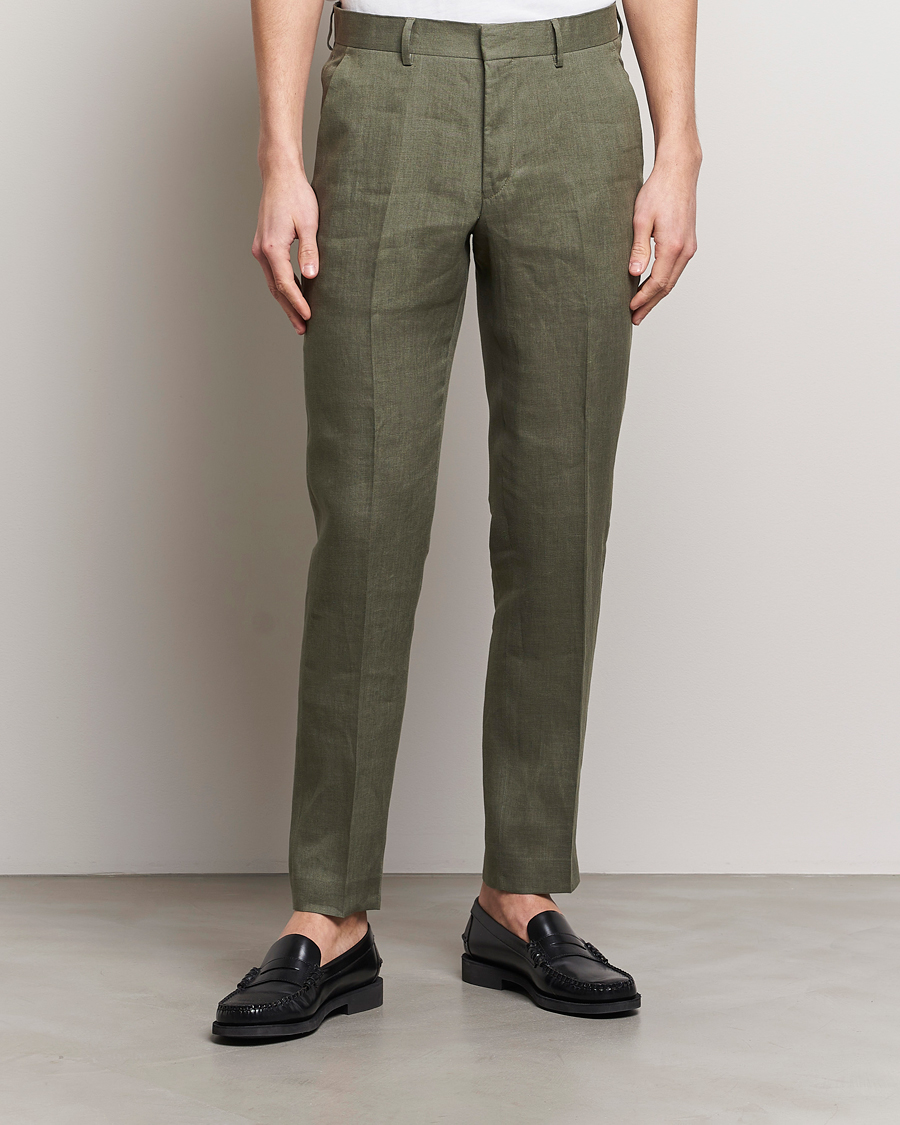 Hombres | Pantalones de lino | Tiger of Sweden | Tenuta Linen Suit Trousers Thyme