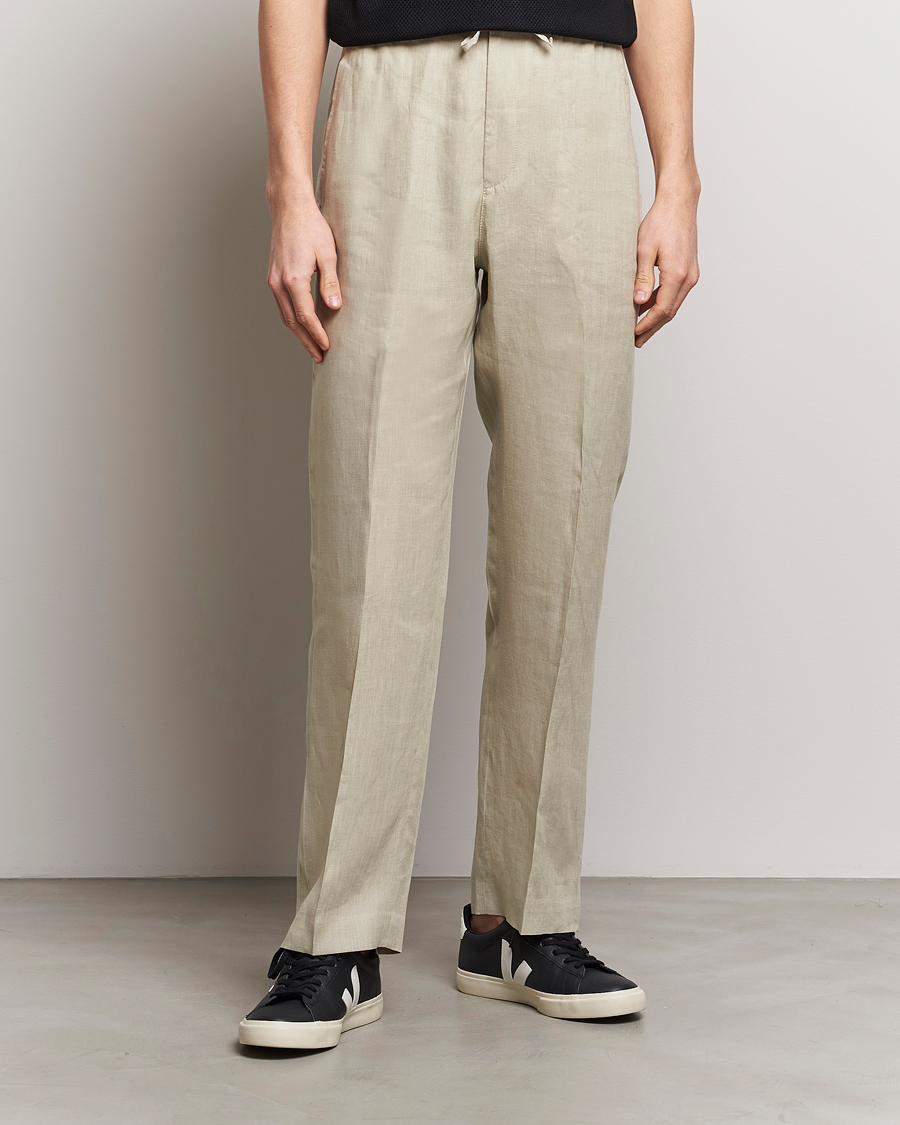 Hombres | Pantalones de lino | Tiger of Sweden | Iscove Linen Drawstring Trousers Dawn Misty