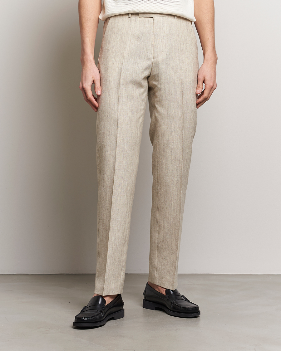 Hombres | Pantalones de traje | Tiger of Sweden | Tenser Wool/Linen Canvas Trousers Natural White