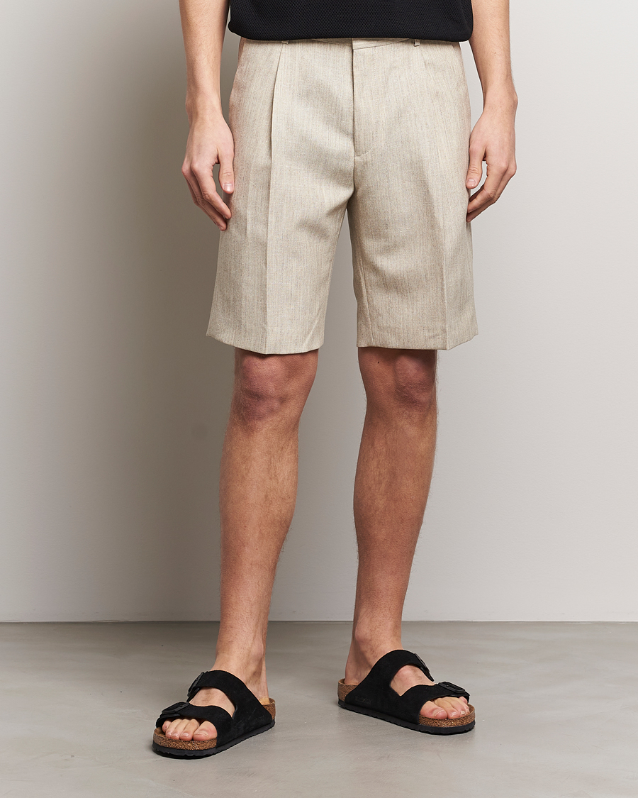Hombres | Pantalones cortos de lino | Tiger of Sweden | Tulley Wool/Linen Canvas Shorts Natural White