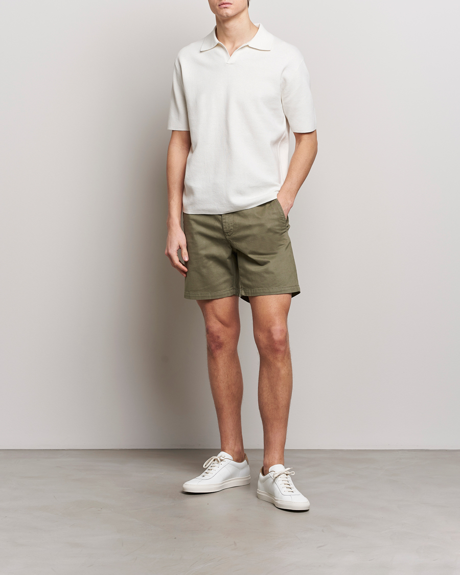 Hombres | Pantalones cortos | Tiger of Sweden | Caid Cotton Chino Shorts Dusty Green