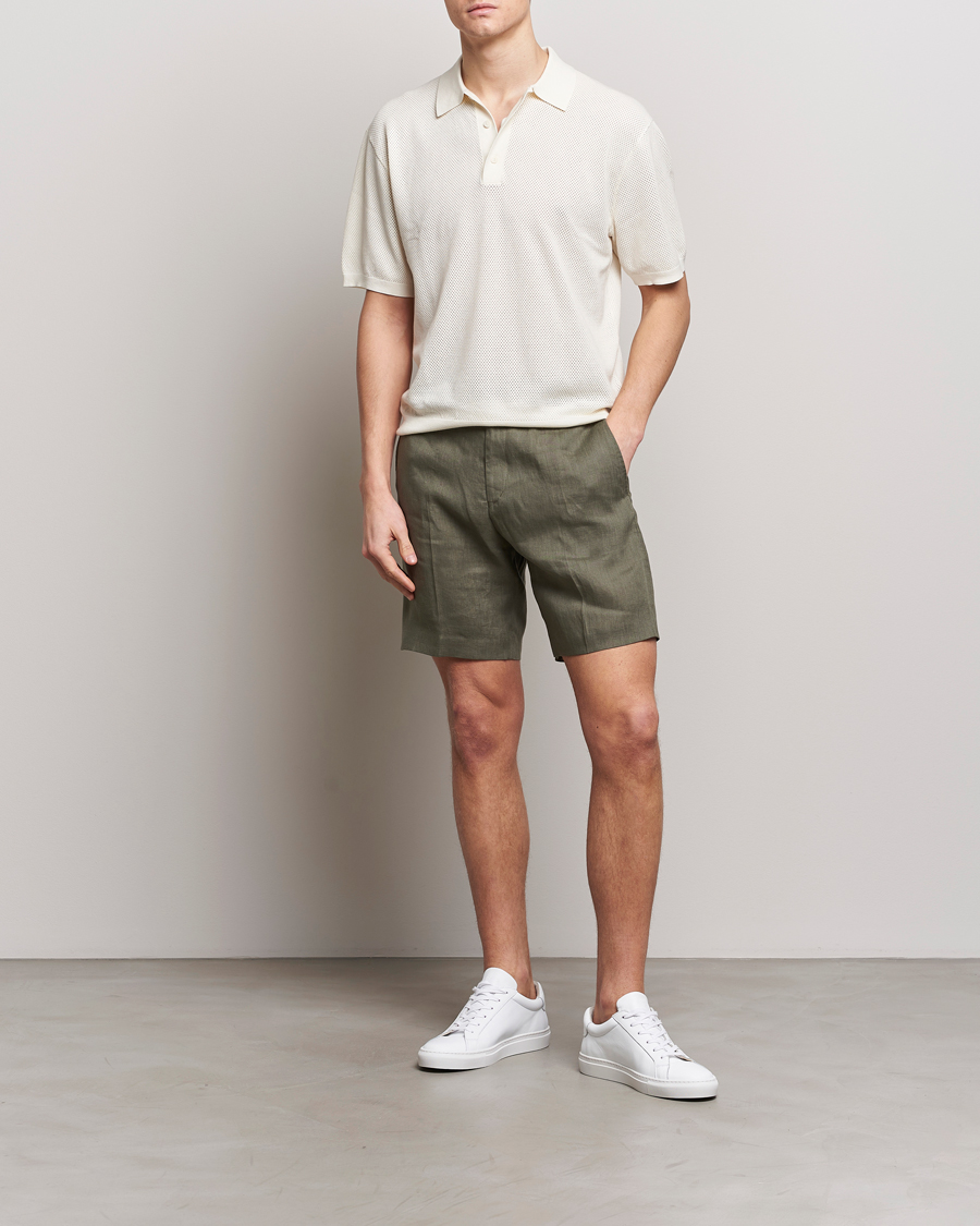 Hombres | Pantalones cortos | Tiger of Sweden | Thiago Linen Shorts Thyme