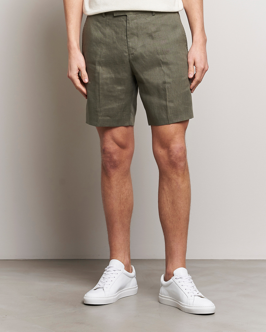 Hombres | Pantalones cortos | Tiger of Sweden | Thiago Linen Shorts Thyme