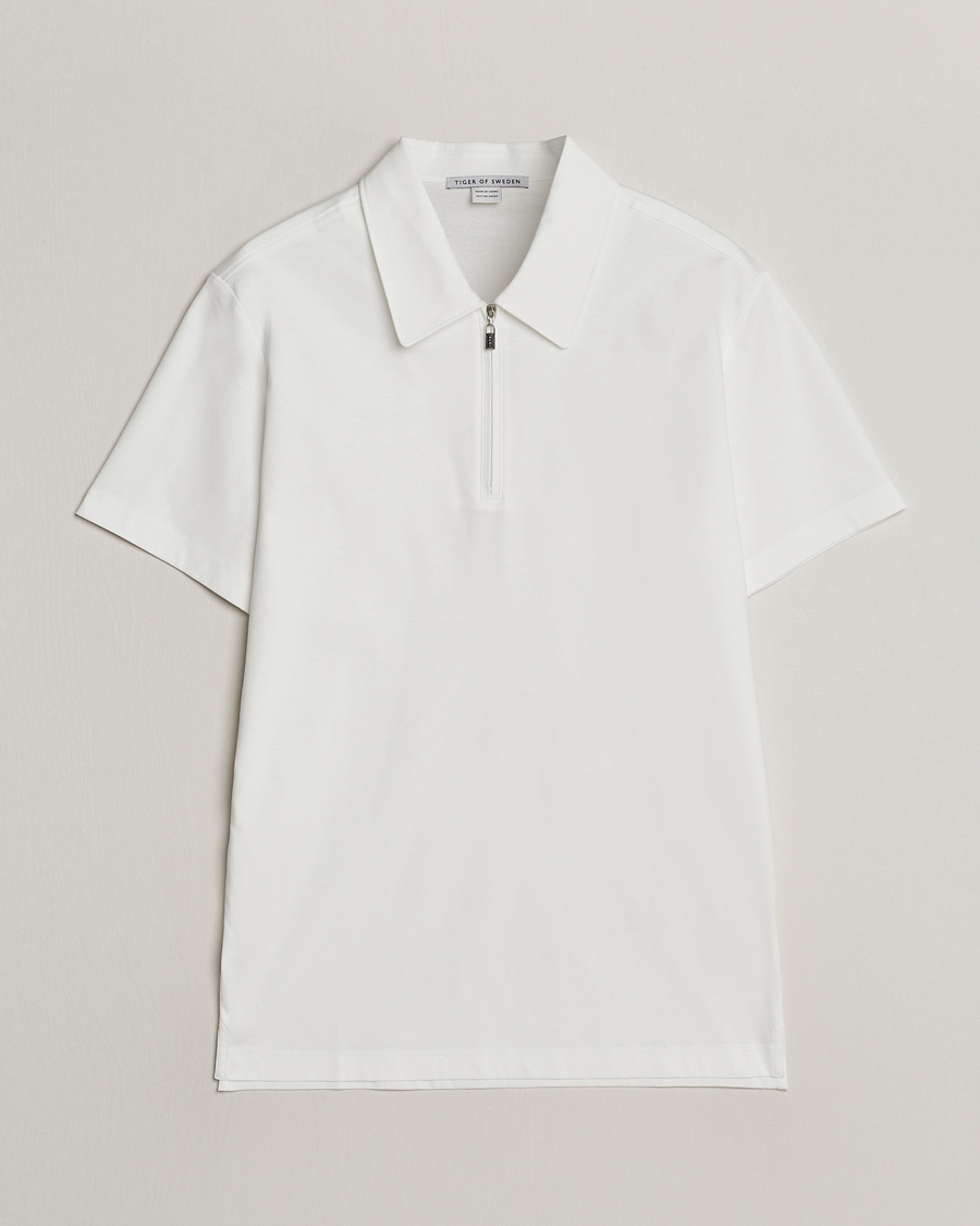 Hombres | Polos | Tiger of Sweden | Laron Mercerized Cotton Half Zip Polo Summer Snow
