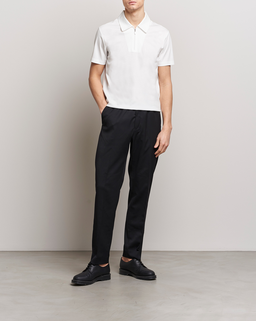 Hombres | Polos | Tiger of Sweden | Laron Mercerized Cotton Half Zip Polo Summer Snow