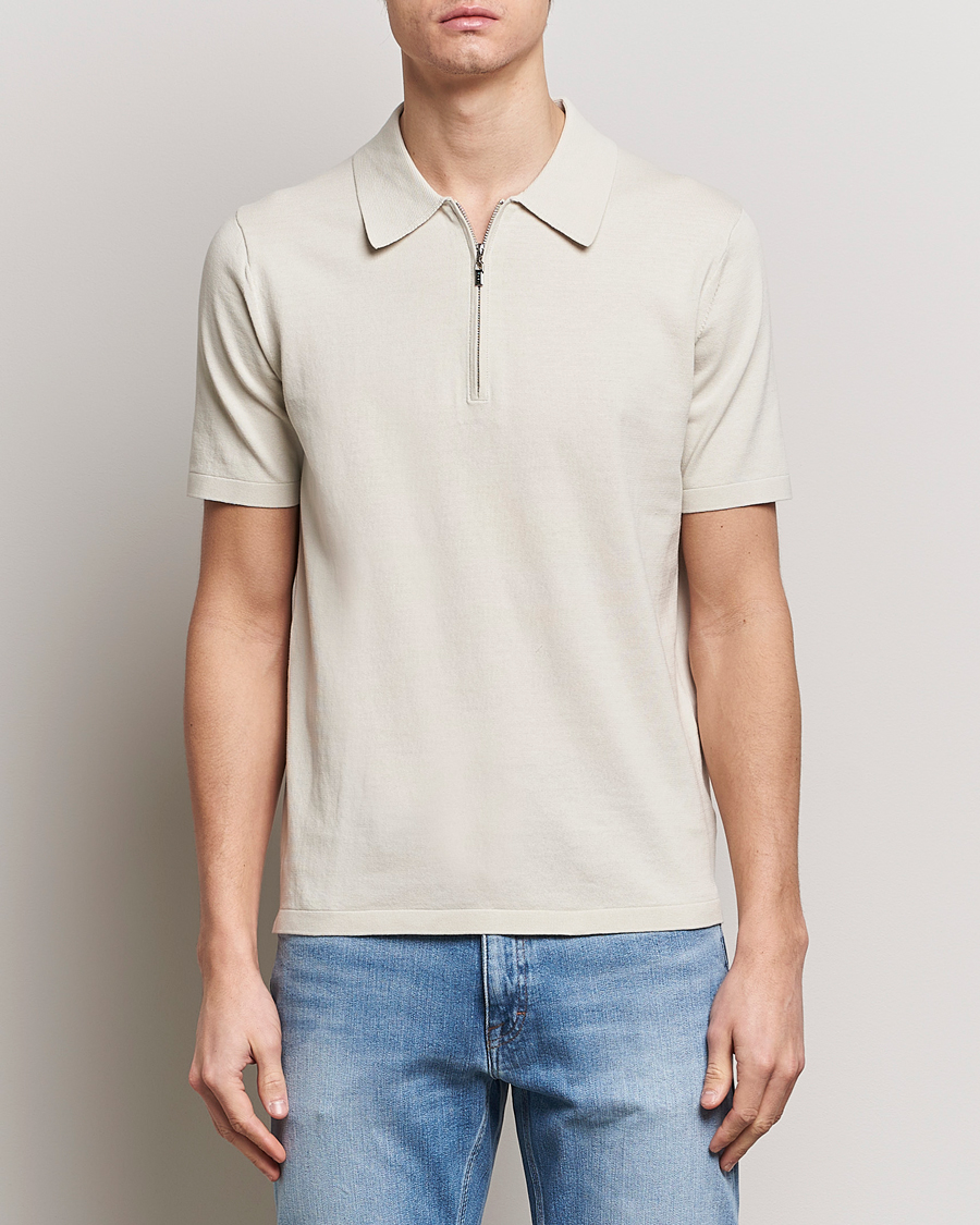 Hombres | Polos | Tiger of Sweden | Orbit Knitted Cotton Polo Off White