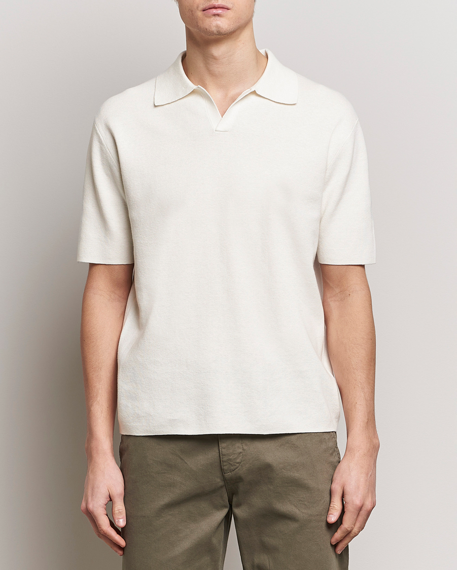 Hombres | Ropa | Tiger of Sweden | Maelon Linen/Cotton Knitted Polo Summer Snow
