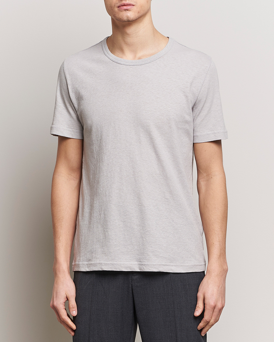 Hombres | Camisetas de manga corta | Tiger of Sweden | Olaf Cotton/Linen Crew Neck T-Shirt Granite