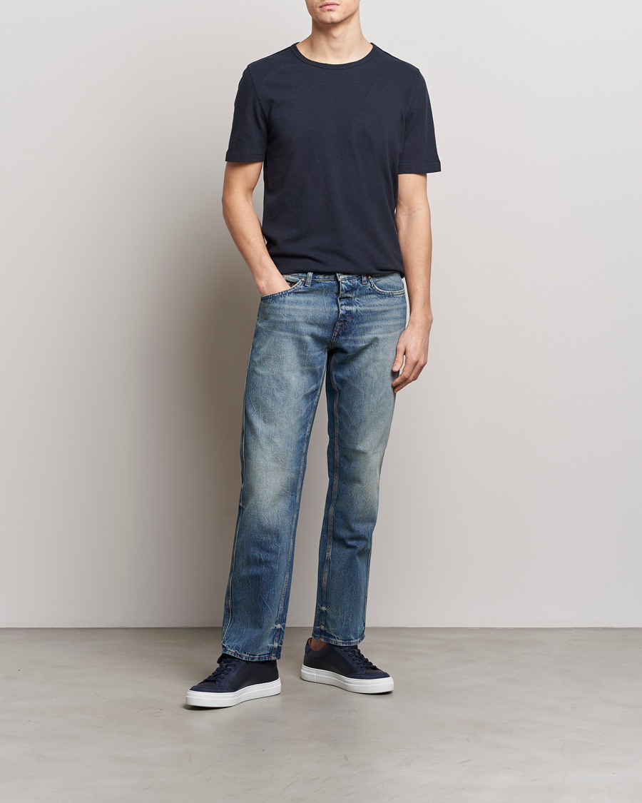 Hombres | Camisetas | Tiger of Sweden | Olaf Cotton/Linen Crew Neck T-Shirt Light Ink