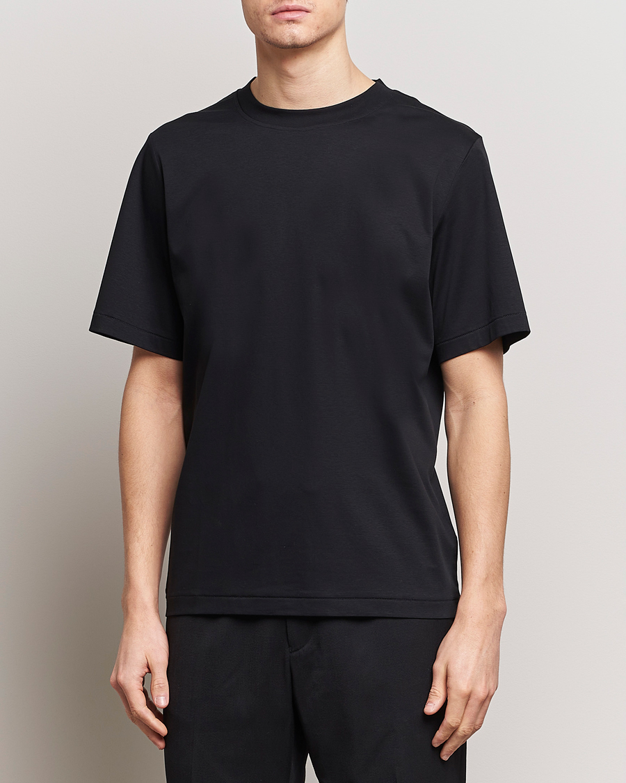Hombres | Camisetas negras | Tiger of Sweden | Mercerized Cotton Crew Neck T-Shirt Black