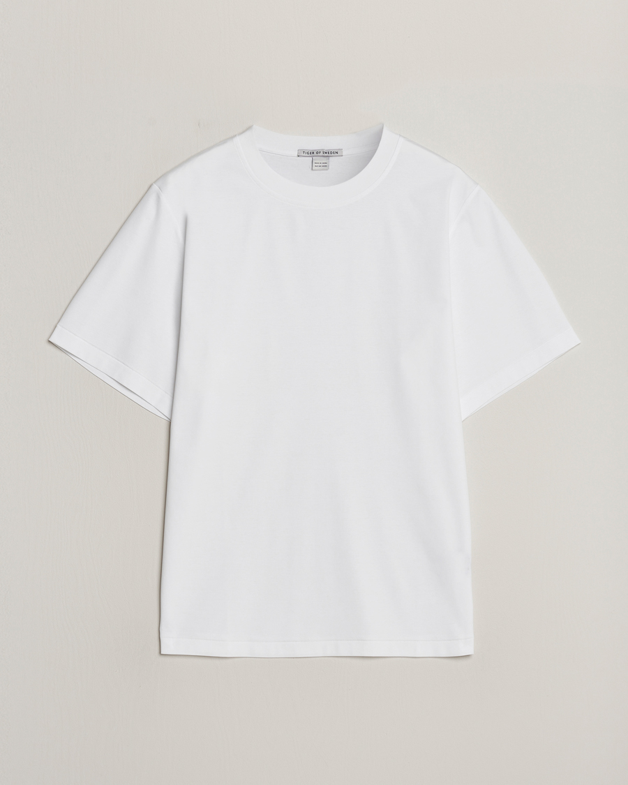 Hombres | Camisetas | Tiger of Sweden | Mercerized Cotton Crew Neck T-Shirt Pure White