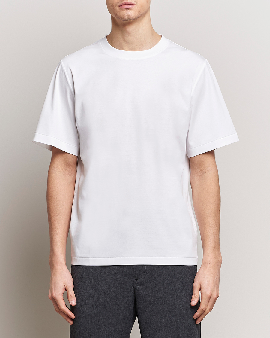 Hombres | Camisetas blancas | Tiger of Sweden | Mercerized Cotton Crew Neck T-Shirt Pure White