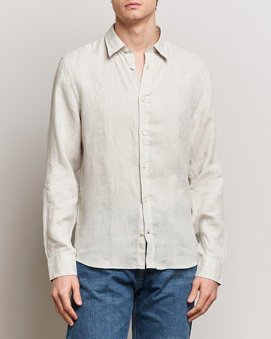 Hombres | Camisas de lino | Tiger of Sweden | Spenser Linen Shirt Pale Clay