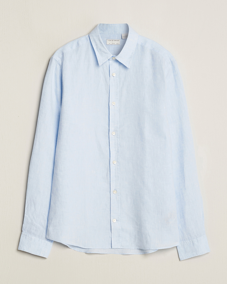 Hombres | Camisas | Tiger of Sweden | Spenser Linen Shirt Light Blue