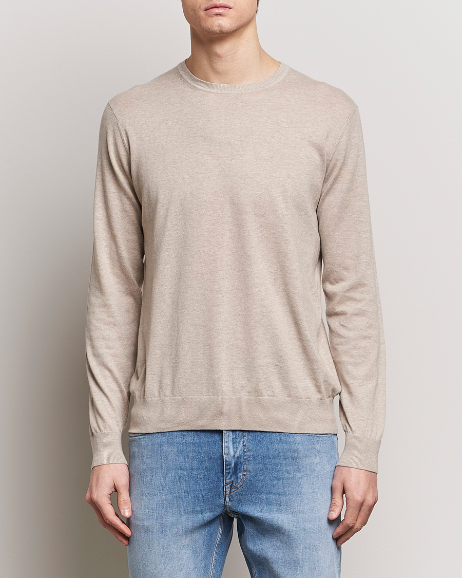 Hombres | Ropa | Tiger of Sweden | Michas Cotton/Linen Knitted Sweater Soft Latte