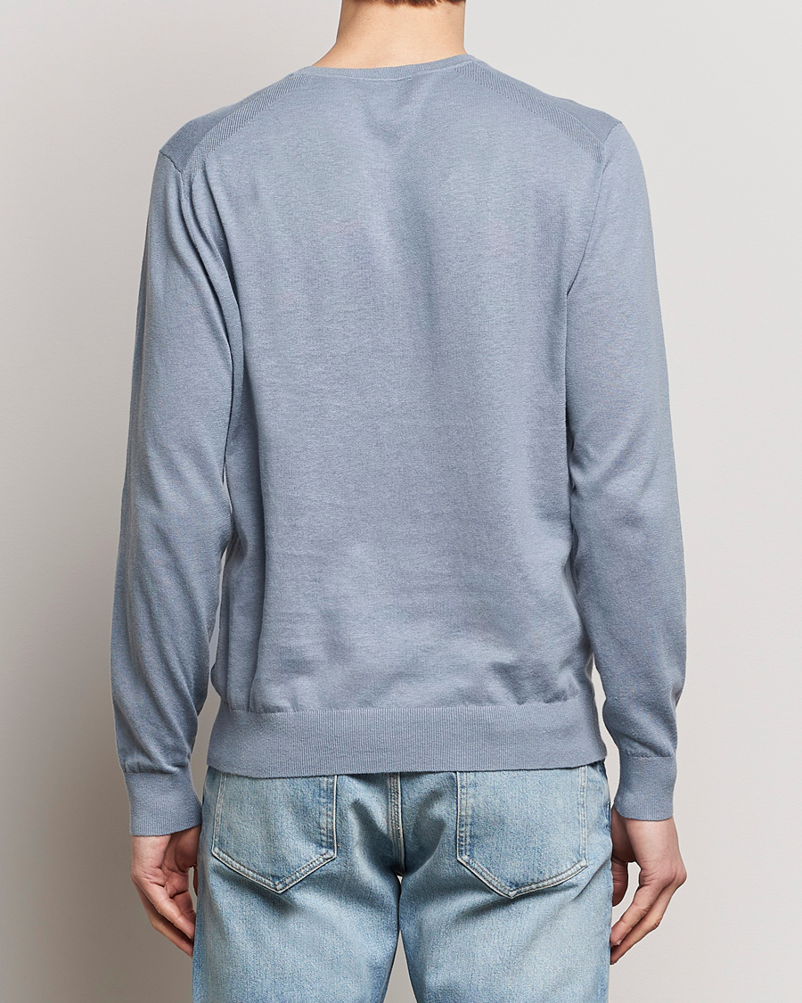 Hombres | Jerséis y prendas de punto | Tiger of Sweden | Michas Cotton/Linen Knitted Sweater Polar Blue