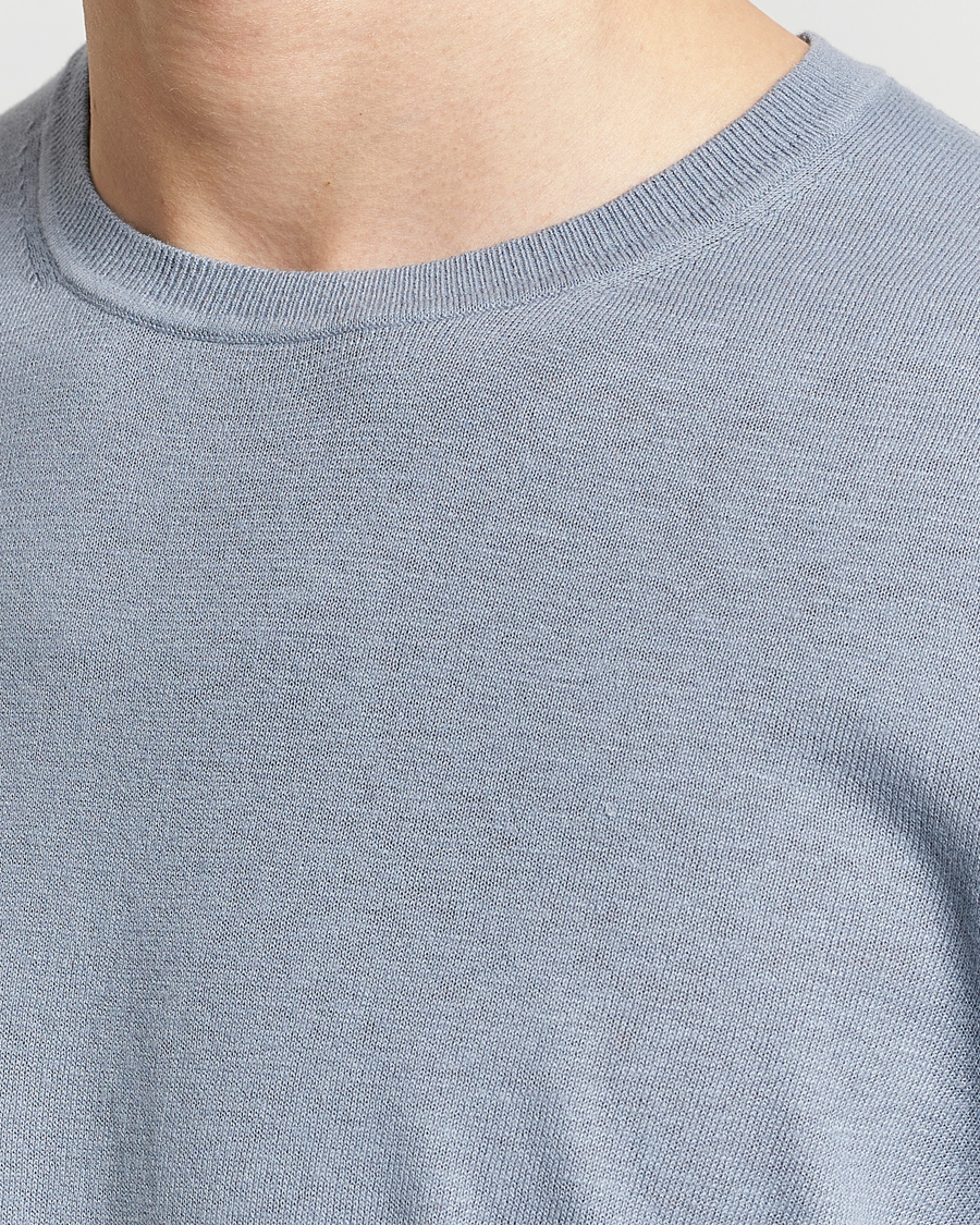 Hombres | Jerséis y prendas de punto | Tiger of Sweden | Michas Cotton/Linen Knitted Sweater Polar Blue