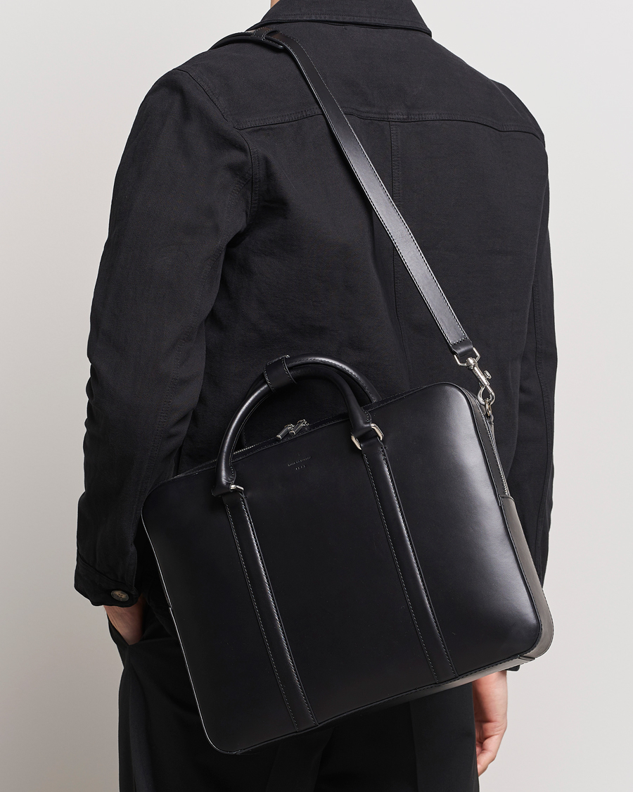 Hombres | Business & Beyond | Tiger of Sweden | Brevis Smooth Leather Briefcase Black