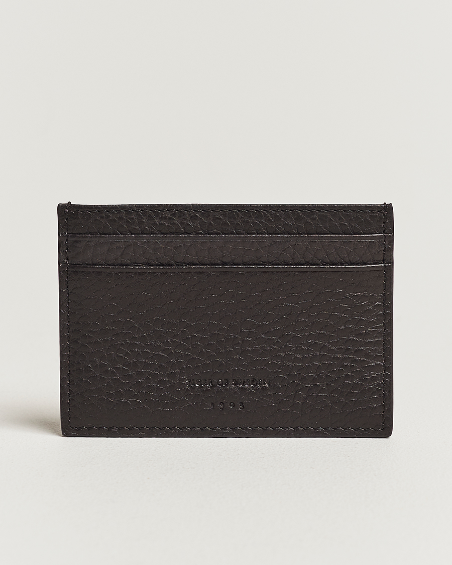 Hombres | Tiger of Sweden Wharf Grained Leather Card Holder Dark Brown | Tiger of Sweden | Wharf Grained Leather Card Holder Dark Brown