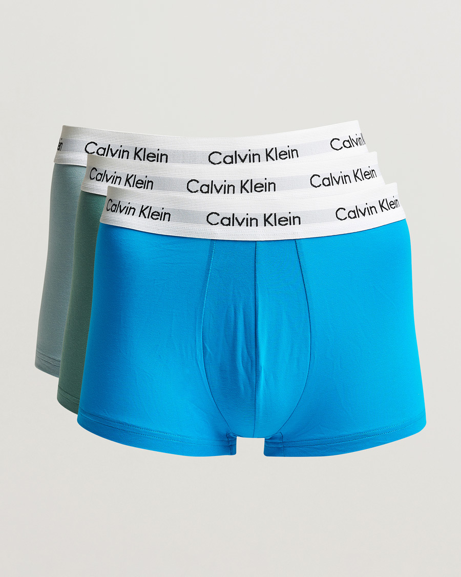 Hombres | Ropa interior y calcetines | Calvin Klein | Cotton Stretch Trunk 3-pack Blue/Dust Blue/Green