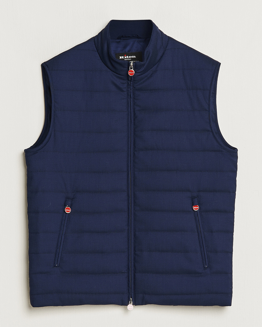Hombres | Abrigos y chaquetas | Kiton | Technical Wool Gilet Navy