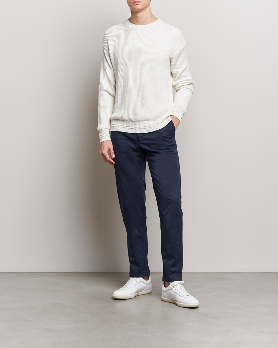 Hombres | Jerséis y prendas de punto | Kiton | Cotton/Silk Rib Pullover Off White