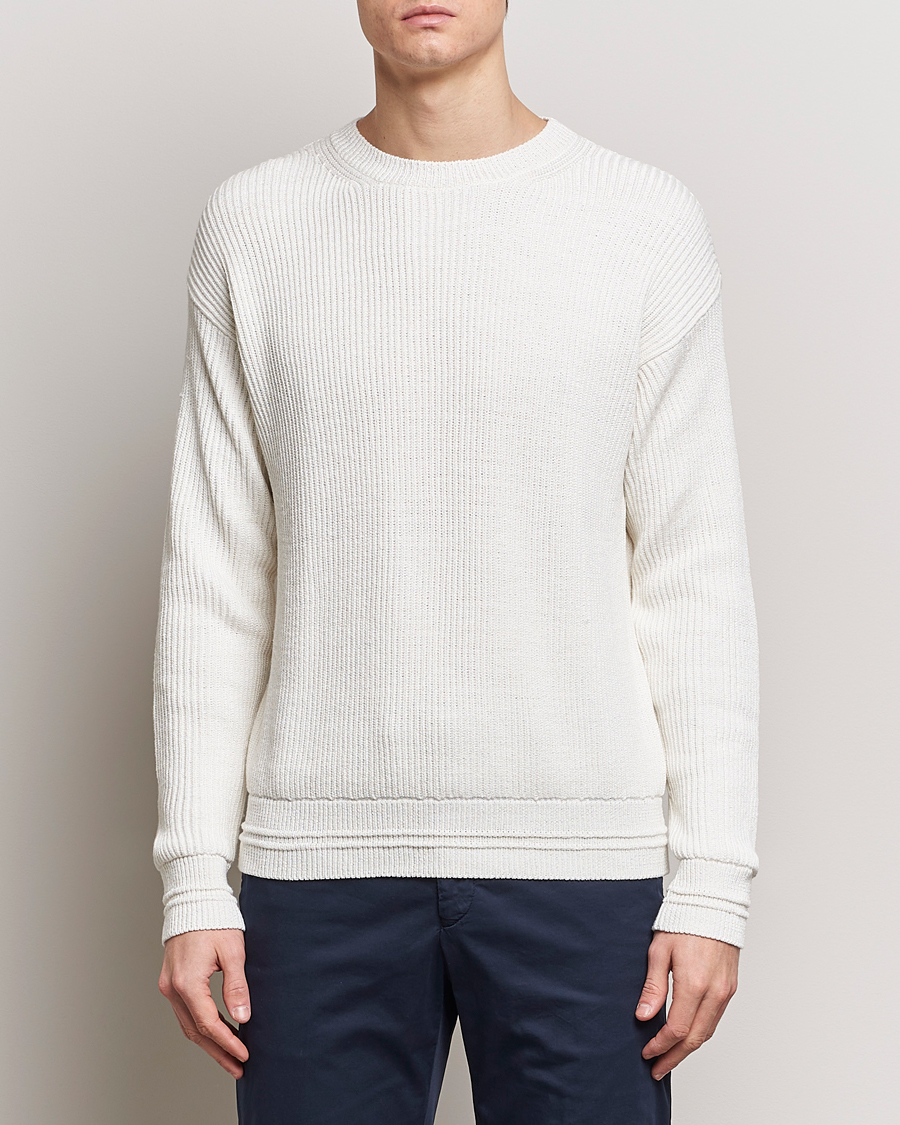 Hombres | Jerseys de cuello redondo | Kiton | Cotton/Silk Rib Pullover Off White