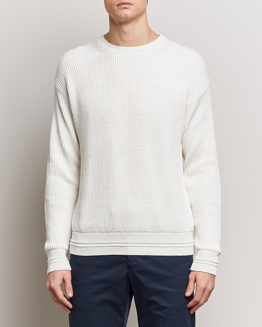 Hombres | Jerséis y prendas de punto | Kiton | Cotton/Silk Rib Pullover Off White