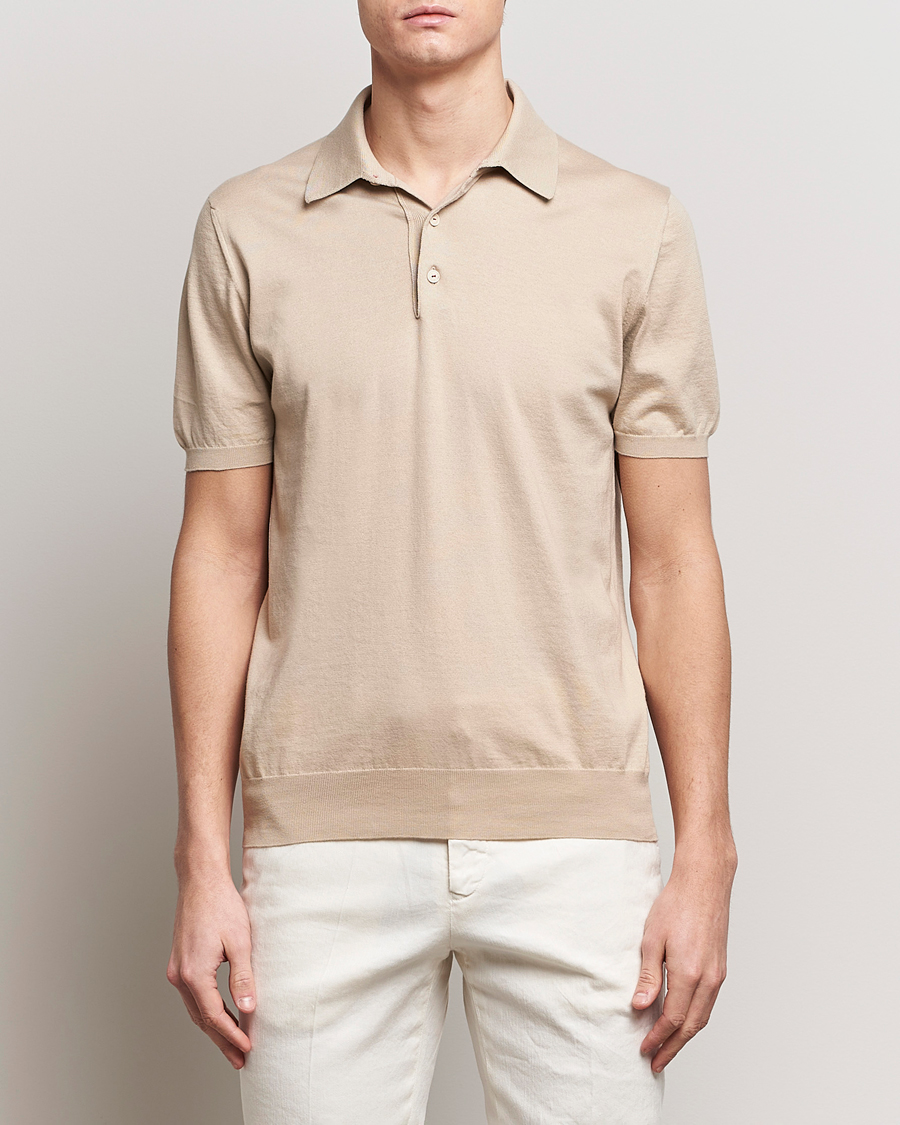 Hombres | Polos | Kiton | Sea Island Cotton Polo Beige