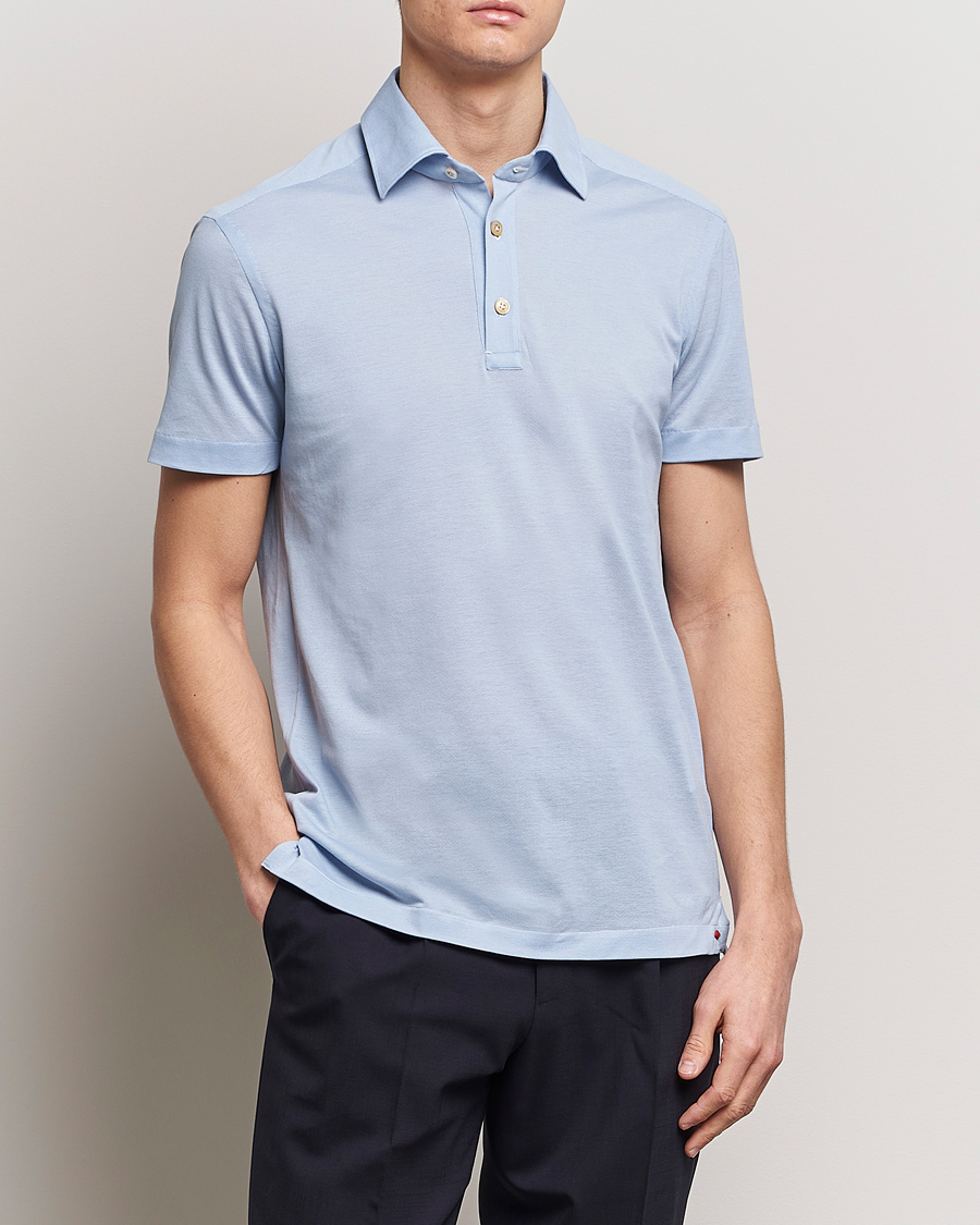 Hombres | Camisas polo de manga corta | Kiton | Short Sleeve Jersey Polo Light Blue