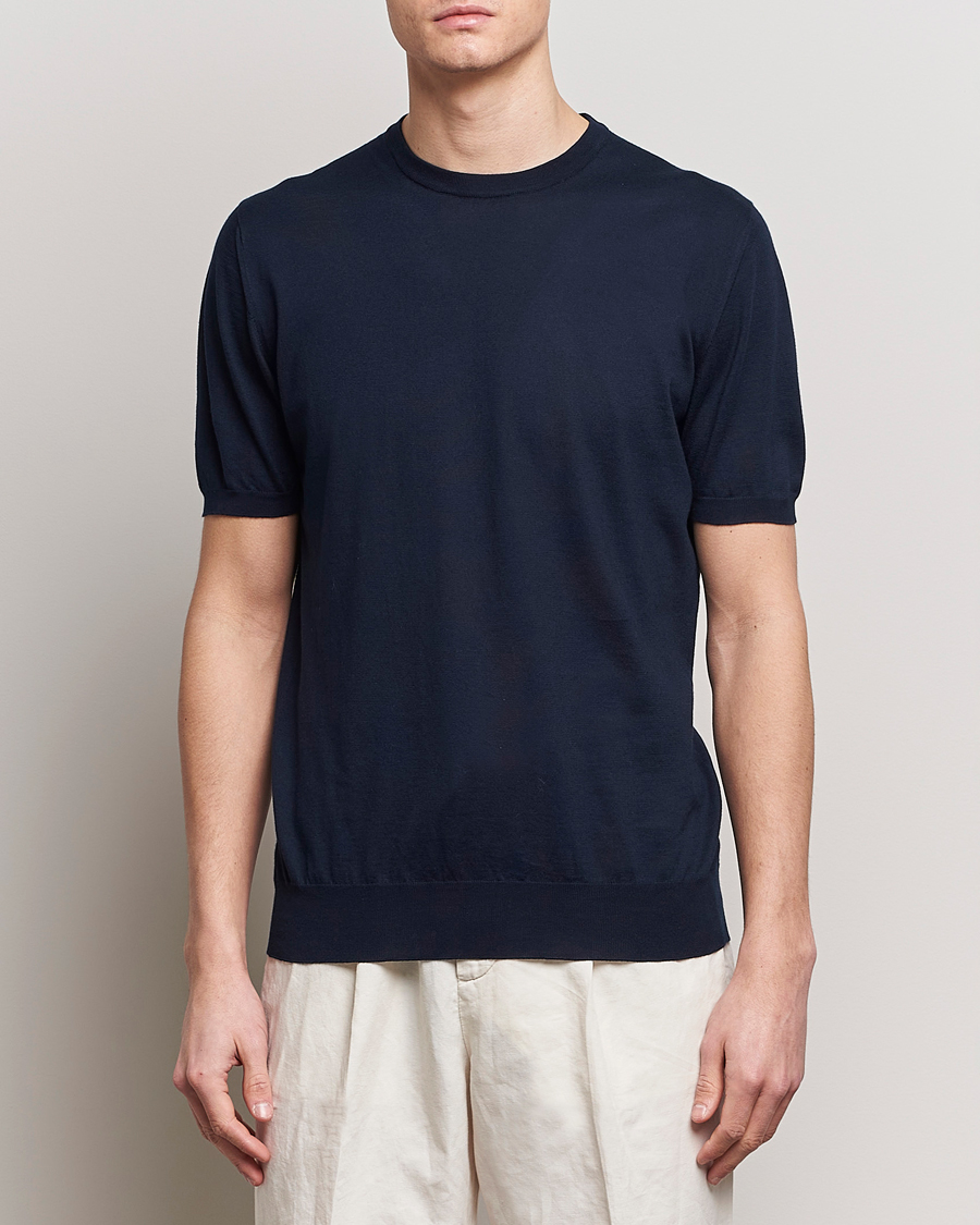 Hombres | Italian Department | Kiton | Sea Island Cotton Knit T-Shirt Navy
