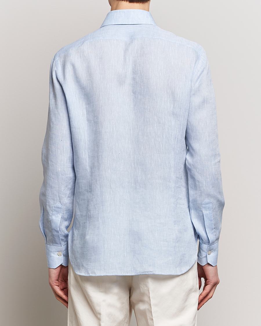 Hombres | Camisas | Kiton | Linen Sport Shirt Light Blue