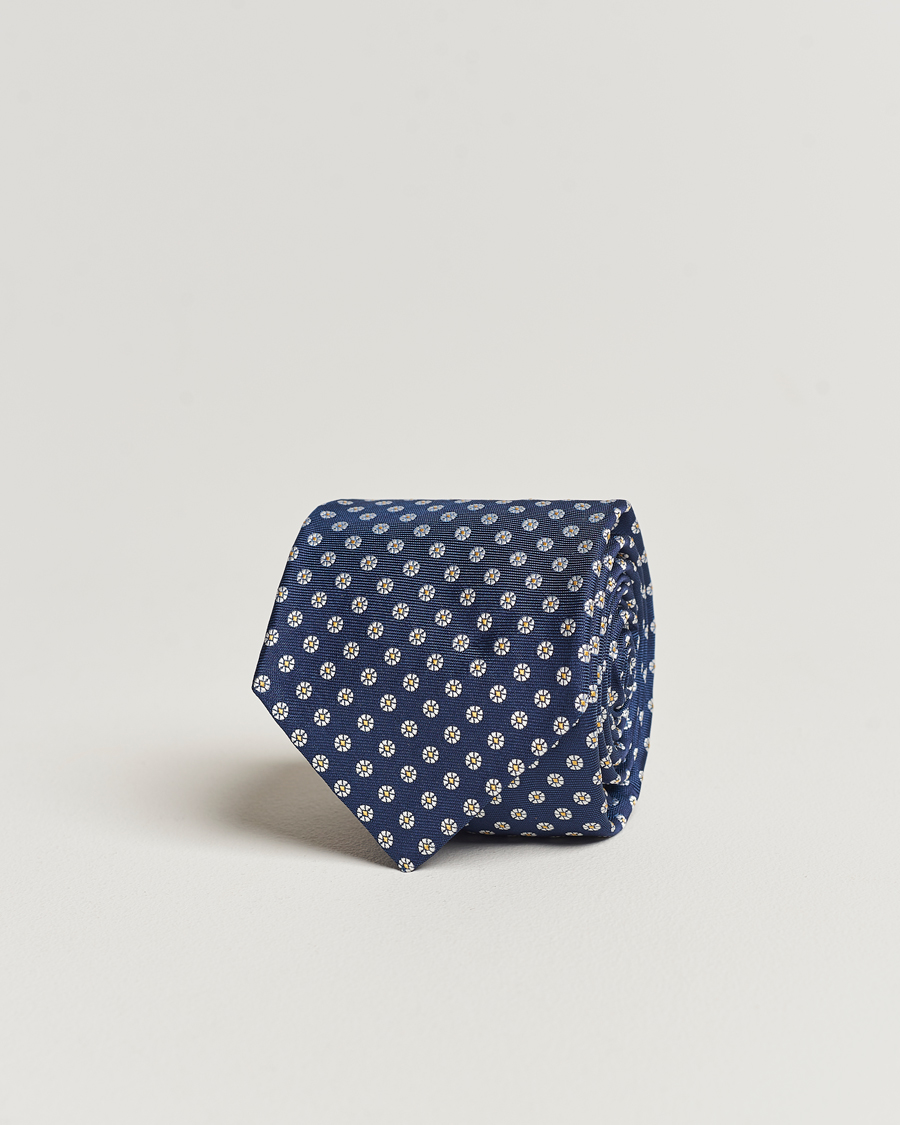 Hombres | Kiton Micro Flower Silk Tie Navy | Kiton | Micro Flower Silk Tie Navy