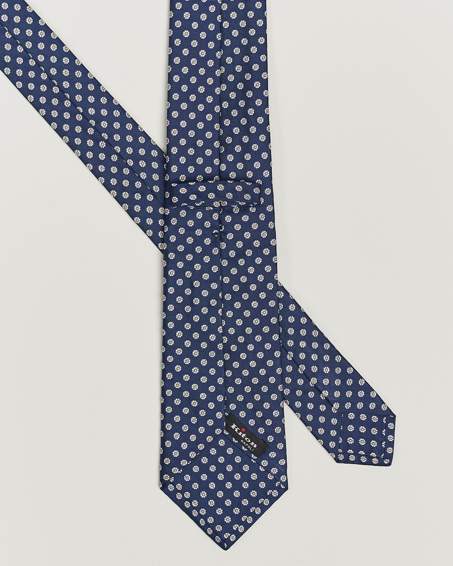 Hombres | Kiton Micro Flower Silk Tie Navy | Kiton | Micro Flower Silk Tie Navy
