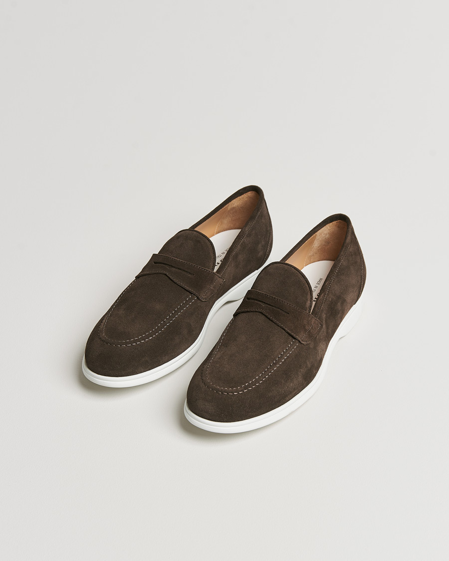 Hombres | Italian Department | Kiton | Summer Loafers Dark Brown Suede