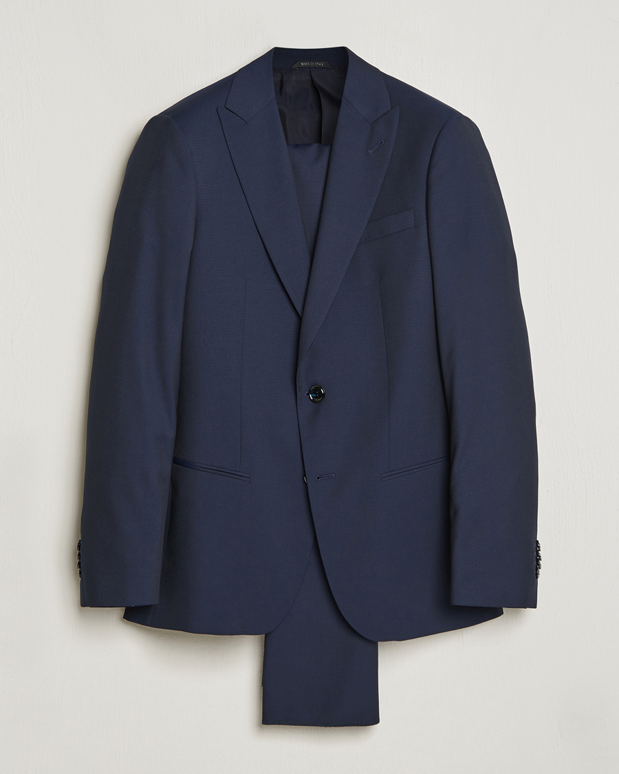 Hombres | Trajes | Giorgio Armani | Slim Fit Peak Lapel Wool Suit Navy