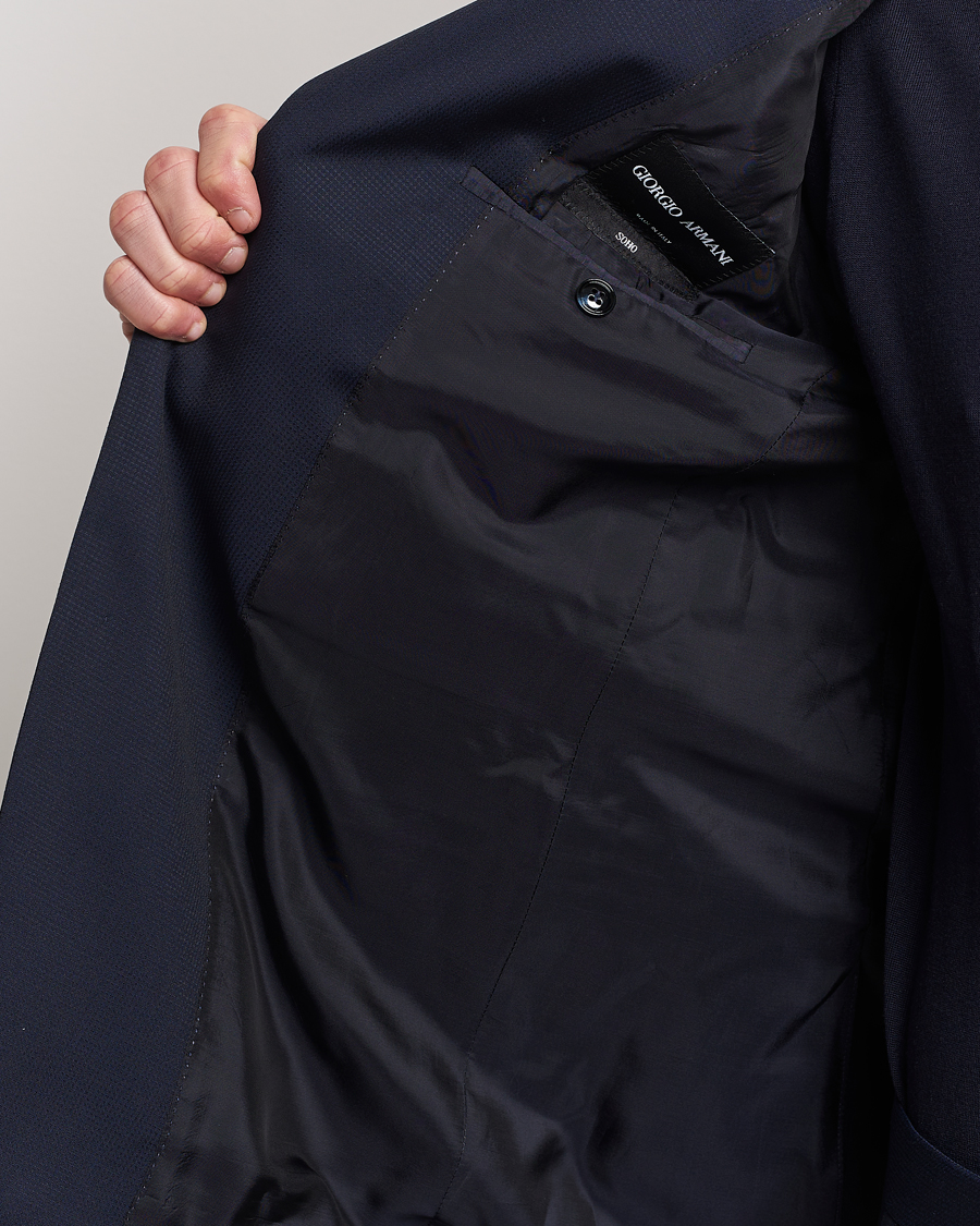 Hombres | Trajes | Giorgio Armani | Slim Fit Peak Lapel Wool Suit Navy