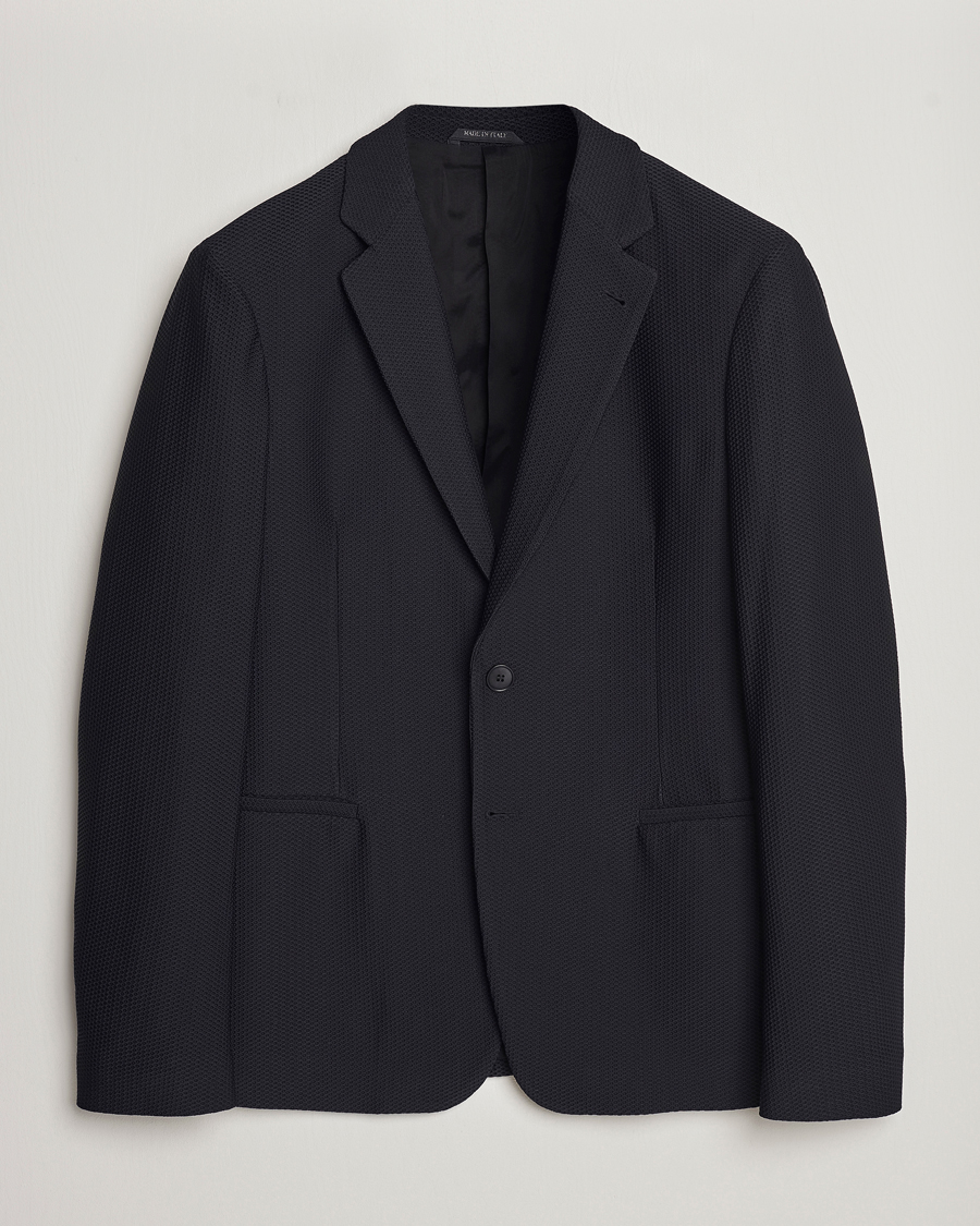 Hombres | Blazers | Giorgio Armani | Single Breasted Mesh Blazer Black