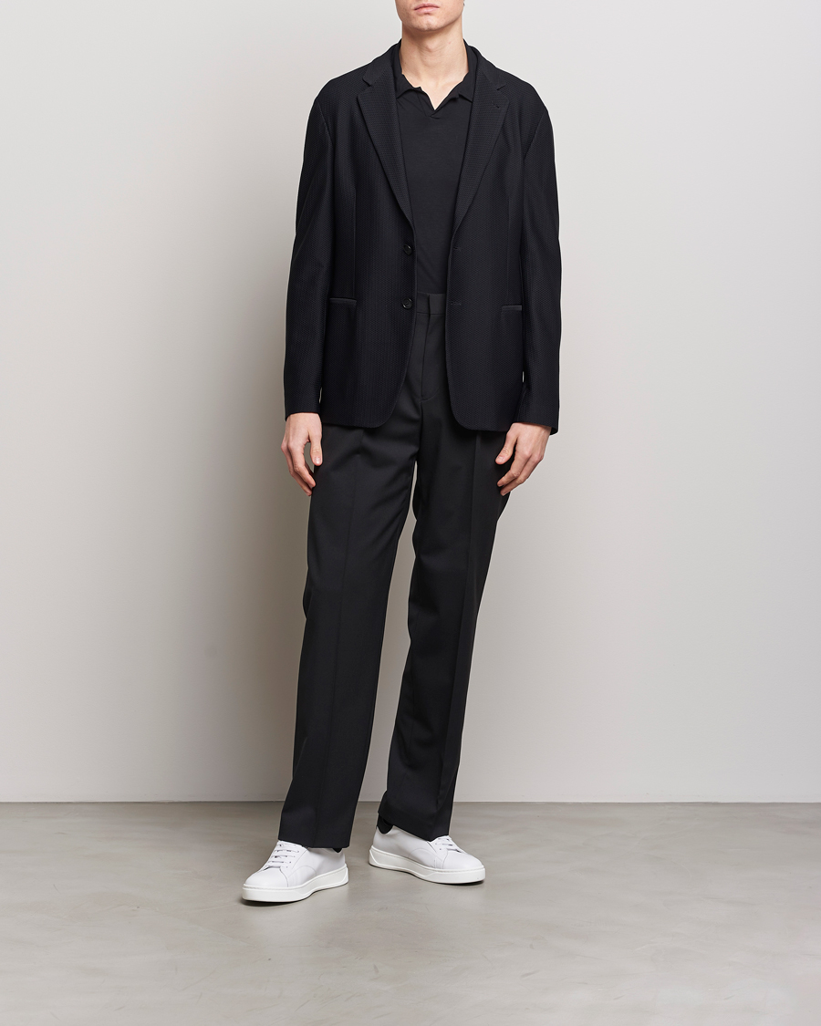 Hombres | Blazers | Giorgio Armani | Single Breasted Mesh Blazer Black