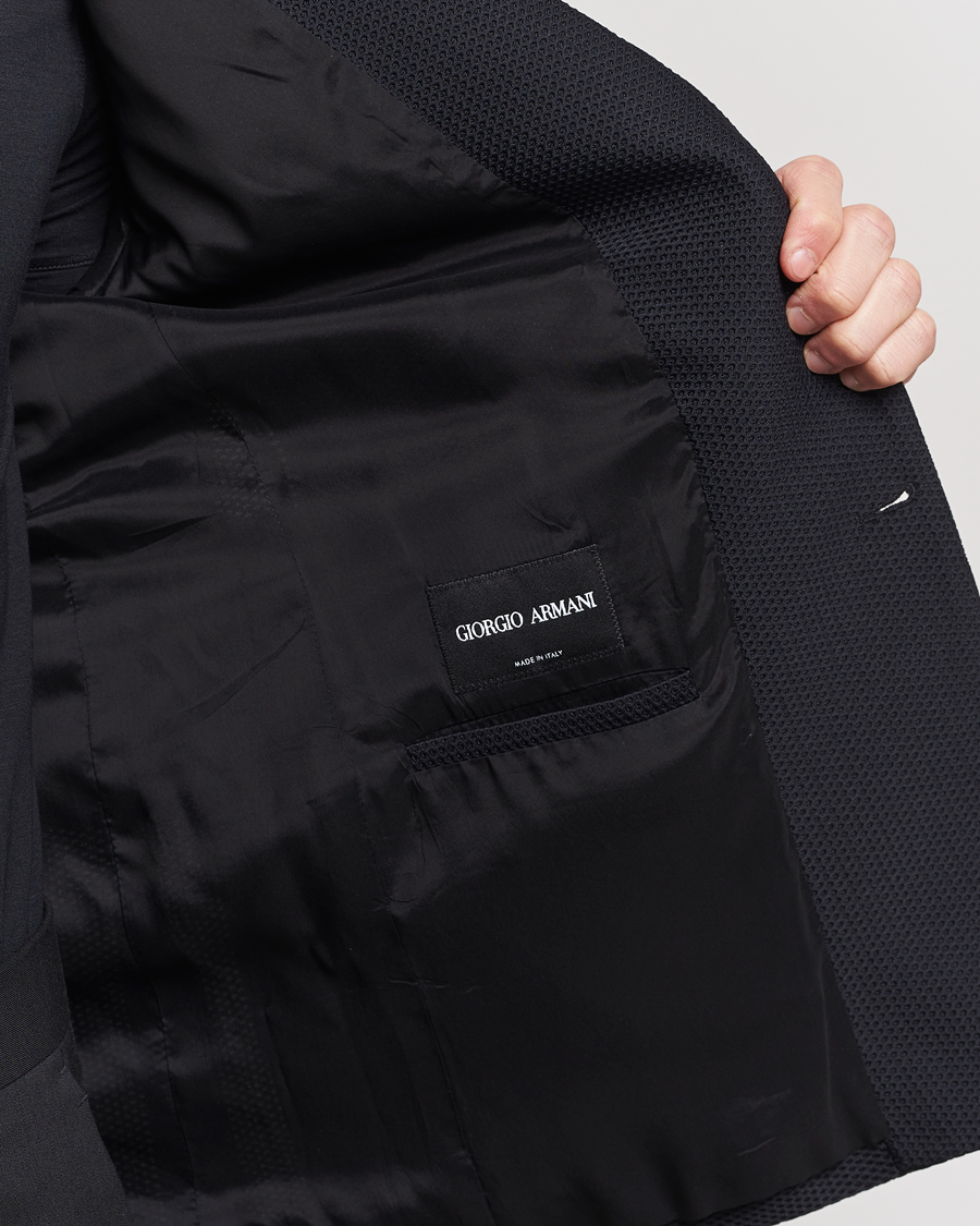 Hombres | Blazers | Giorgio Armani | Single Breasted Mesh Blazer Black
